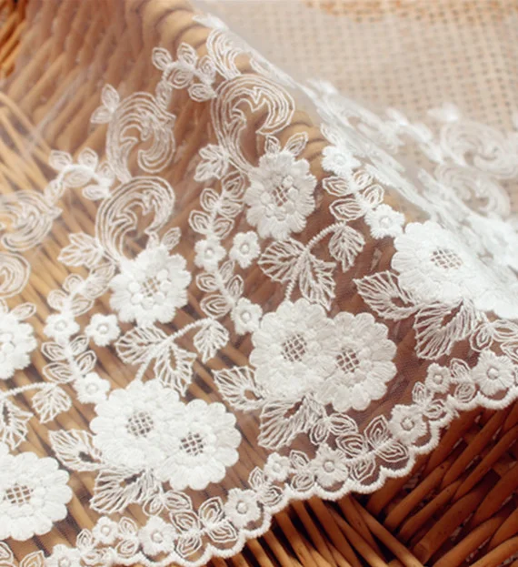 1 м нигерийская кружевная ткань с вышивкой белый хлопок отделка высокое качество