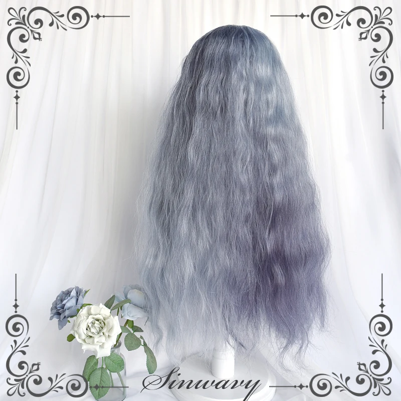 Женский длинный волнистый головной убор в стиле Харадзюку темно-серого цвета |