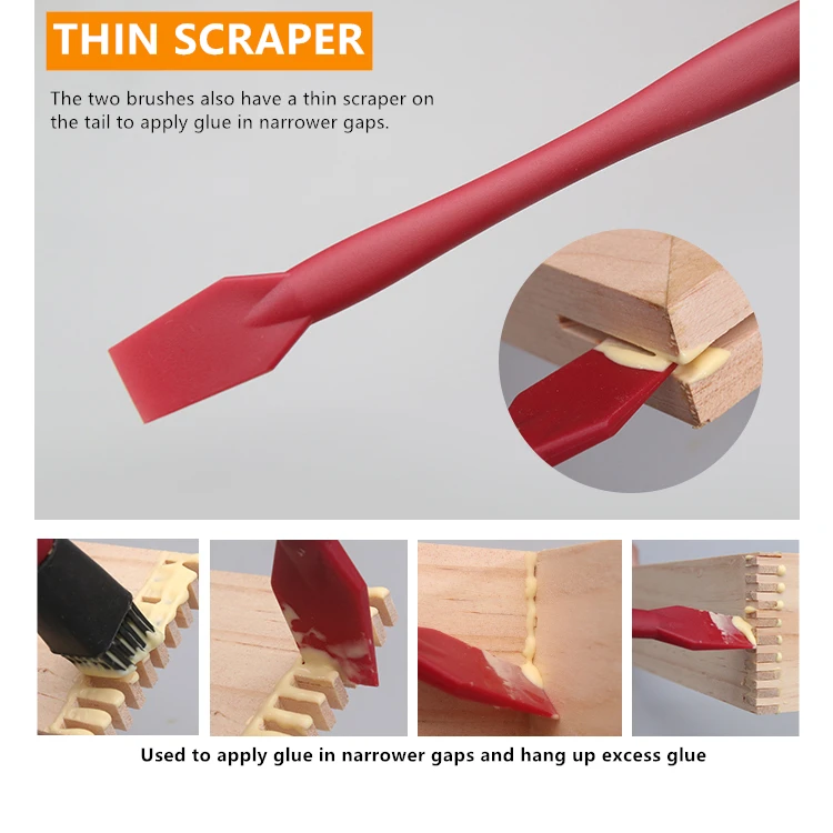 

4pcs/set Silicone Woodworking Brush Latex Brush Solid Wood Brush Kit Woodworking Glue Spreader With 2 Brushes And 1 Tray