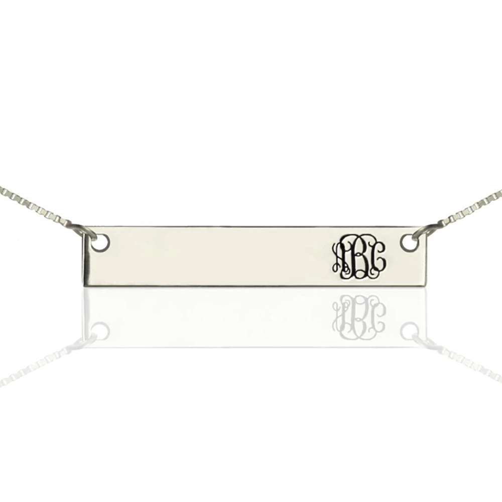 

Sweey Wholesale Engraved Monogram Initial Bar Necklace Gift Valentines Gift