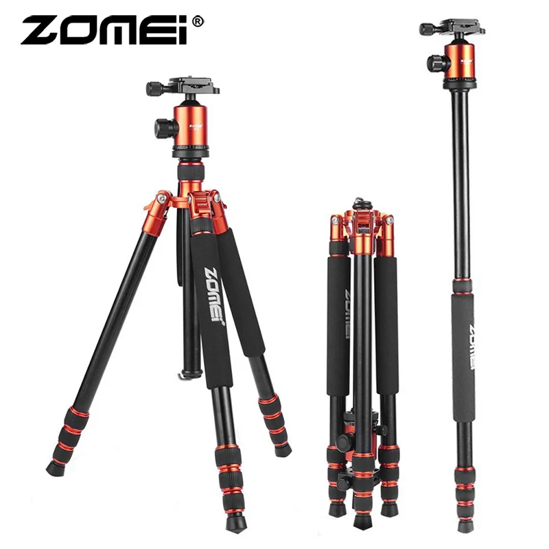 Z818 Orange ZOMEI Z818 штатив для камеры, монопод, легкий дорожный штатив с шаровой головкой 360 градусов и сумкой для переноски DSLR Stand - Цвет: Z818 Orange