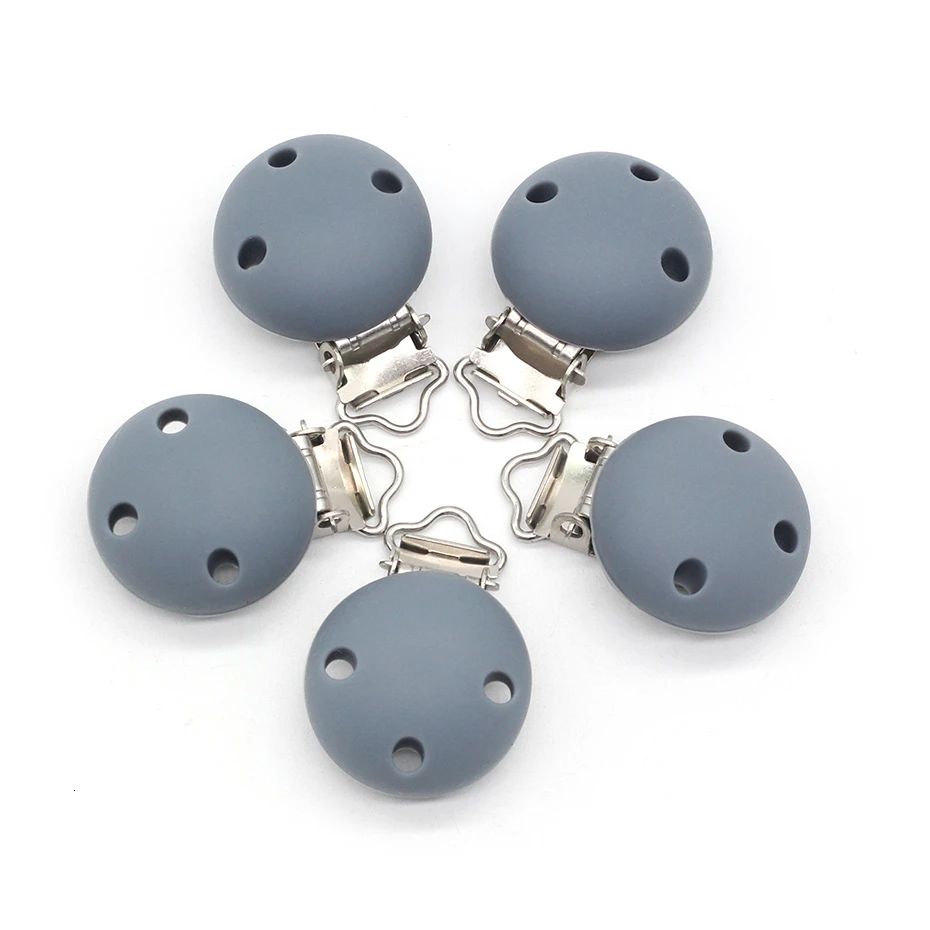 1pc gray Детская Соска с зажимом, силиконовая соска, прорезыватель, держатель для соски, круглая мягкая слюнявчик, зажимы для полотенец, игрушки с пряжкой, товары для ухода за детьми, сделай сам - Цвет: 1pc gray