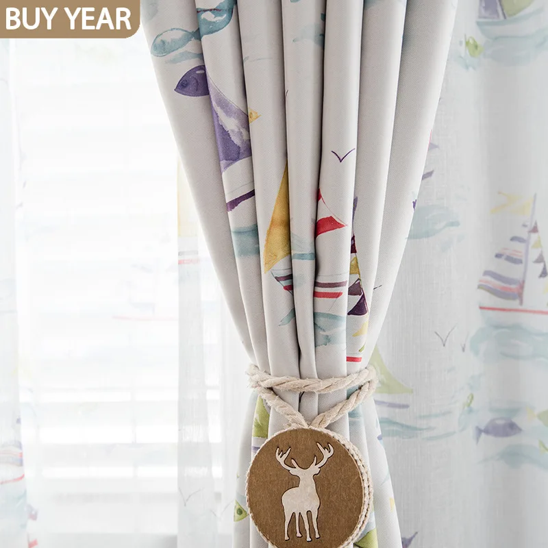 Современные занавески для гостиной столовой спальни Мультяшные Детские черные