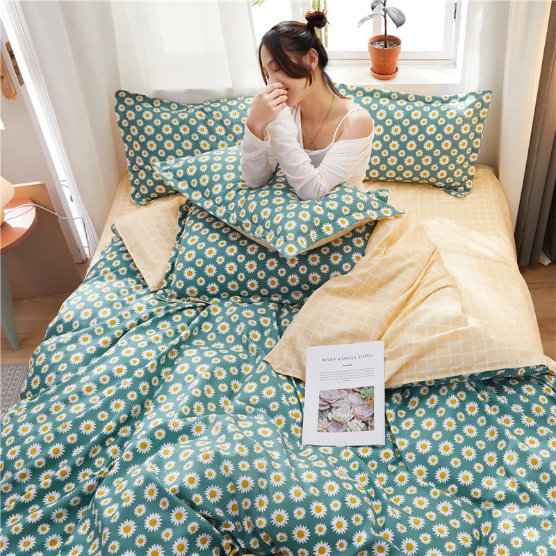 

Printing Polyester 4 Piece Bedding Sets Suitable For Queen Invisible Zipper Elastic Quilt Cover 2 Pillowcases 48*74CM (19*29In