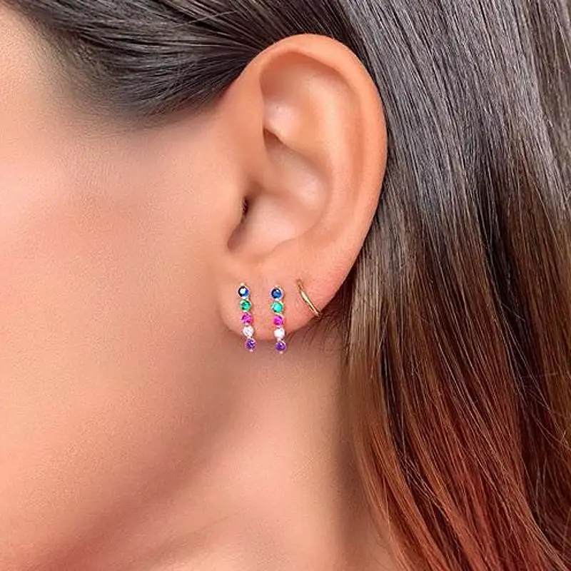 Новые цветные радужные ЧР Круглый Серьга в виде кольца простые милые девушки Huggies