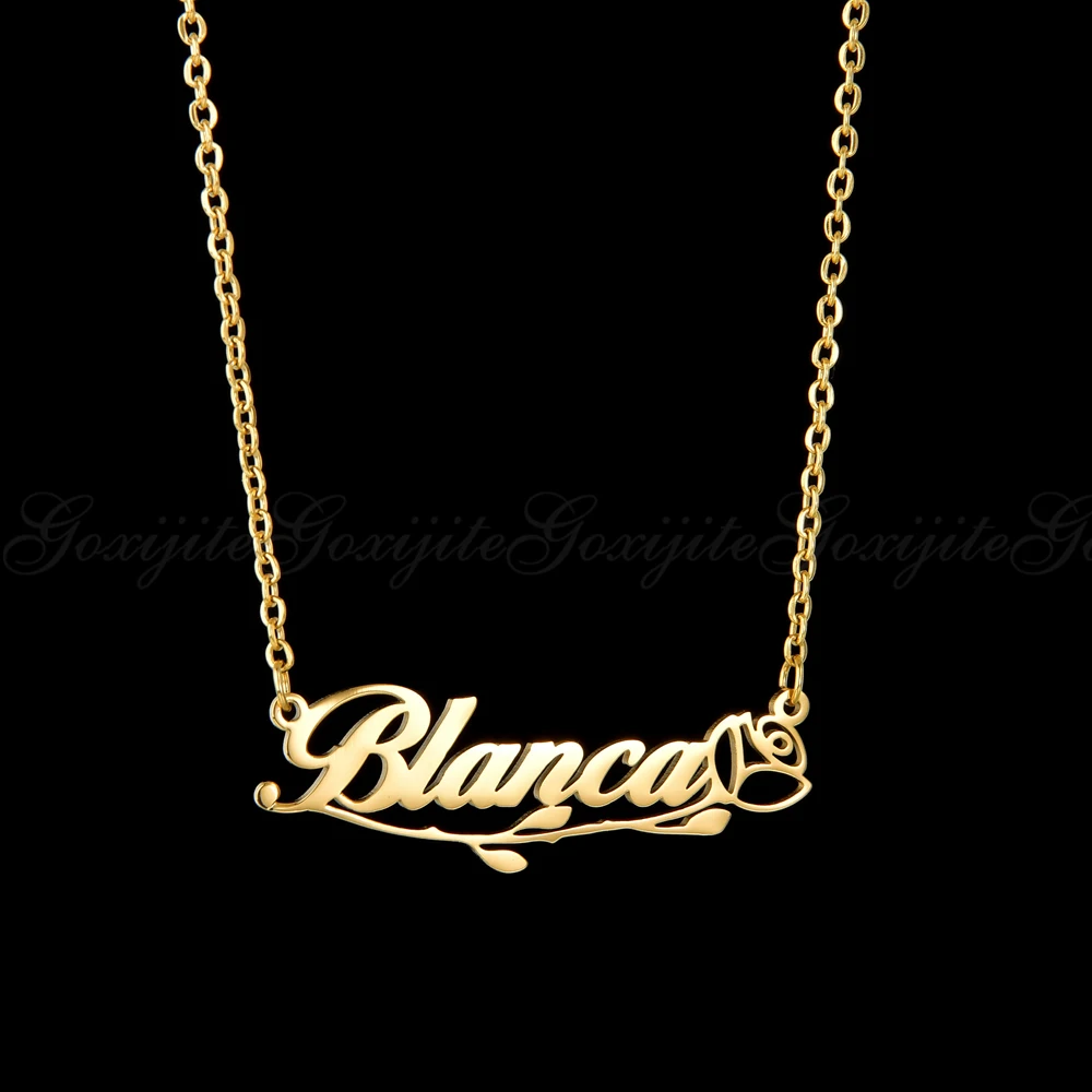 Ожерелье Goxijite с индивидуальным именем для женщин колье кулоном в виде Розы