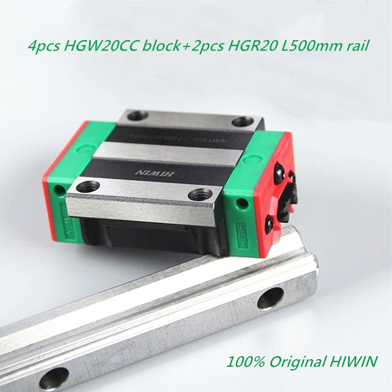 Оригинальный линейный направляющий рельс HIWIN HGR20 500 мм 2 шт. + фланцевый кареточный