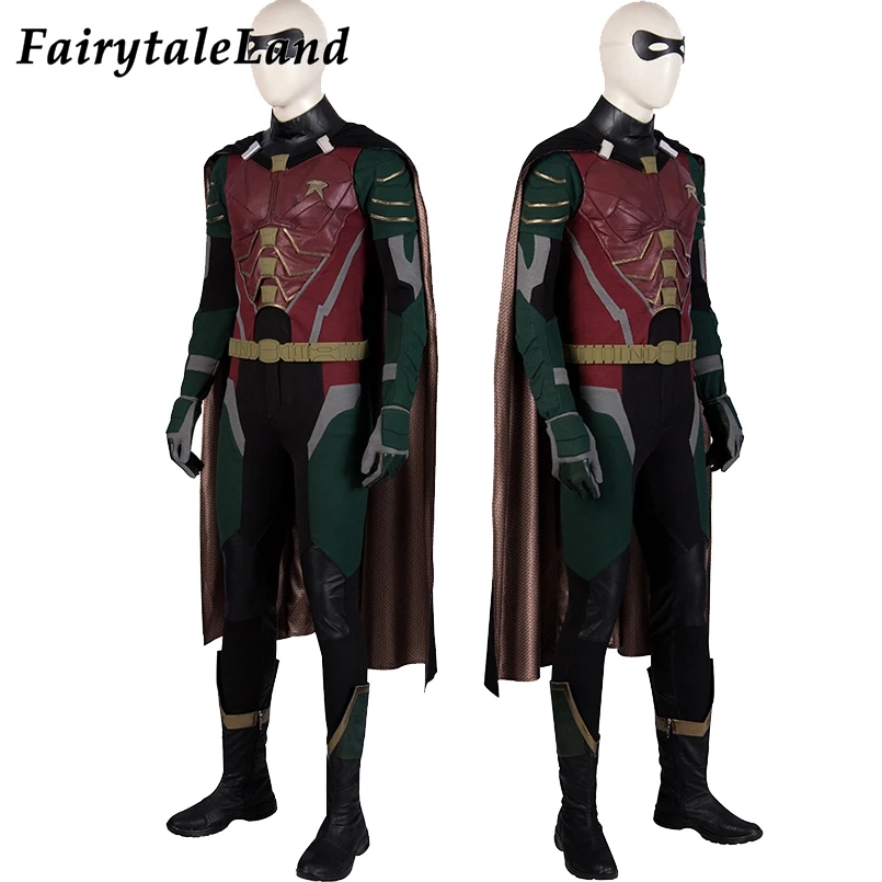 Titans Robin Costume Halloween Cosplay Dick Grayson Outfit Bat Superhero Nightwing Jumpsuit