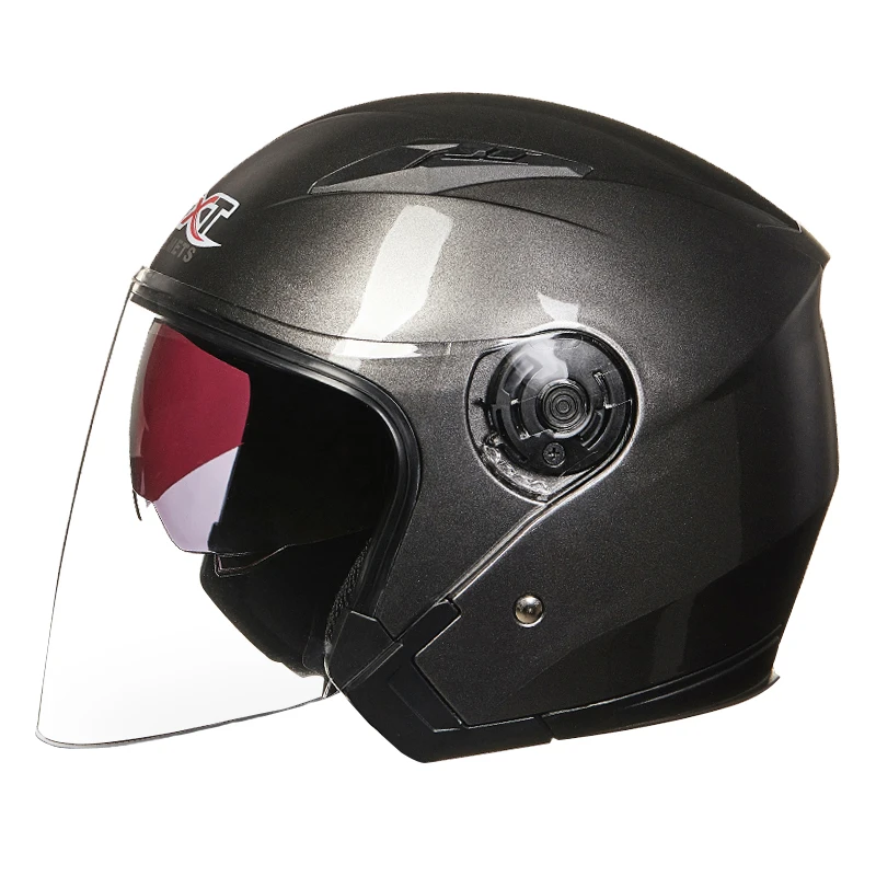 

Серый мотоциклетный шлем, Аксессуары для мотоцикла, шлем с открытым лицом 3/4, шлем с двойными линзами, мотоциклетный шлем, велосипедный шлем ...