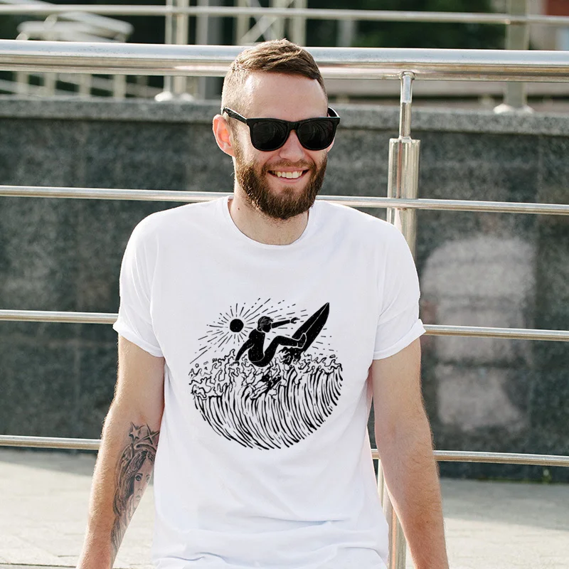 

Hot Sale Surf And Shine Cool Street T Shirt Unisex Youth T-Shirts Plain Slim Fit Tees For Men