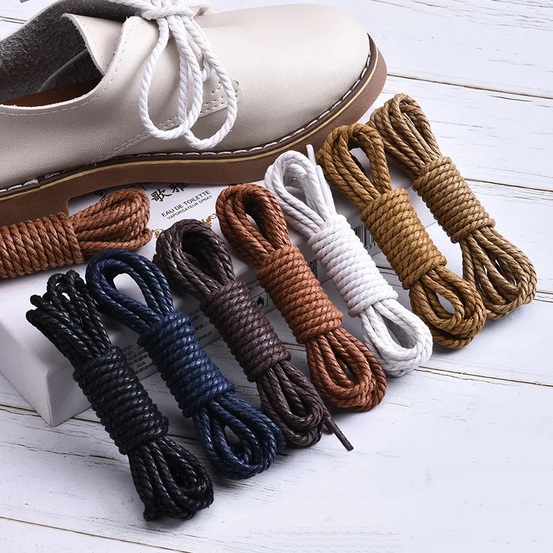

1Pair Shoelace Casual Leather Shoelaces Waxed Round shoe laces Shoestring Martin Boots Sport Shoes Cord Ropes 60/90/120/150CM
