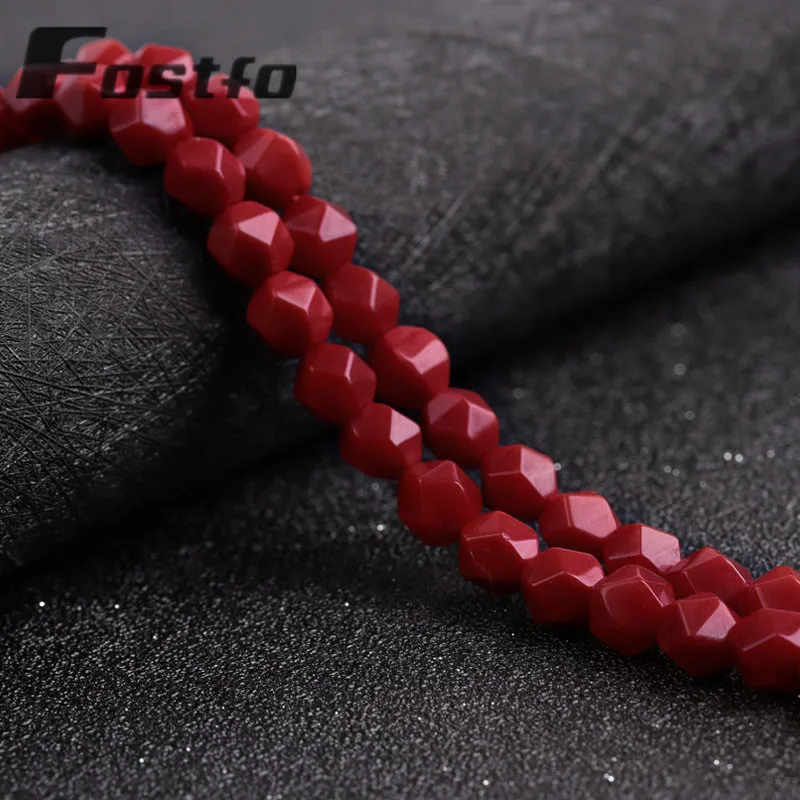 

Natural Stone Deep Red Diamond Faceted Agate Beads For Jewelry Making DIY Bracelets Necklace Accessories 15" Strands 8mm