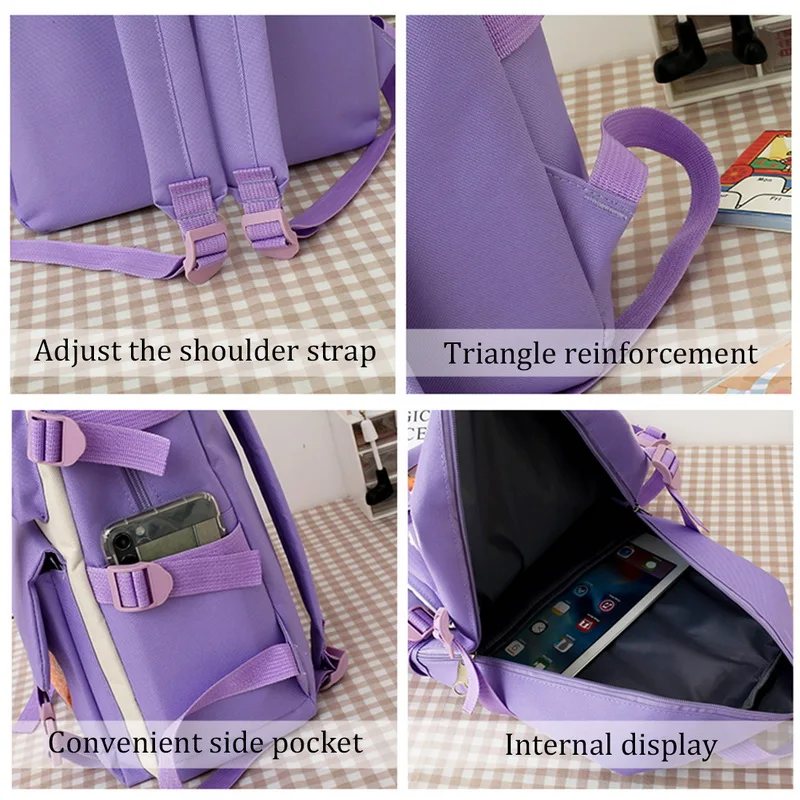 

4Pcs/set Canvas School Backpacks Women Lovely School Bags For Teenage Girls Bookbags Students Travel Shoulder Bags Ladies