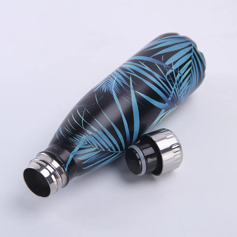 

Leaves Printing Thermos Flask Design Water Bottle 500ml Vacuum Insulated Cup Coffee Mug Protein Shaker Metal Sport Drink Bottle