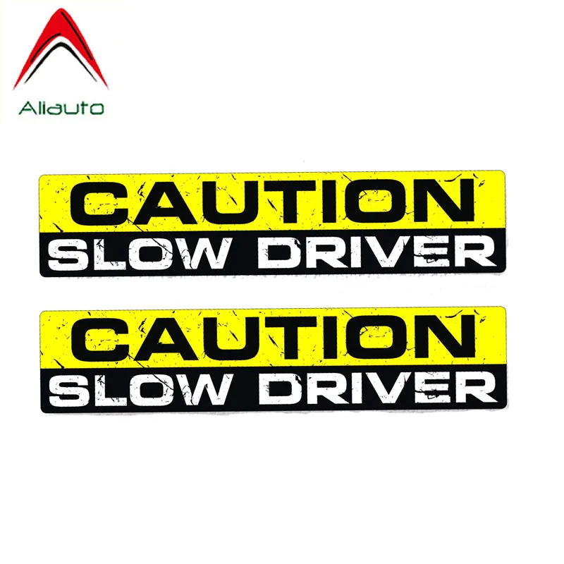 

Aliauto 2 X Personality Car Sticker CAUTION SLOW DRIVER Body Reflective Decal Waterproof Sunscreen PVC for Volkswagen,15cm*3cm
