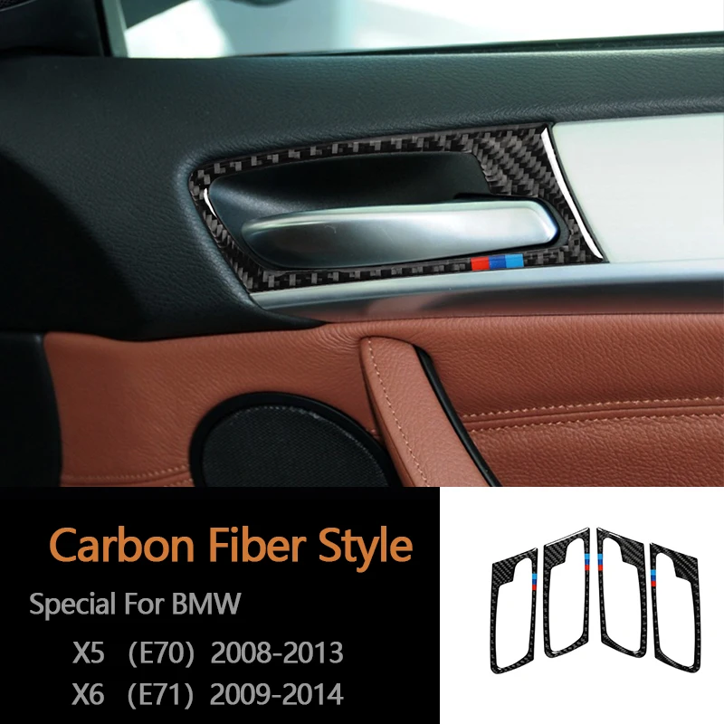 

Carbon Fiber Car Door Handle Cover Trim Door Bowl Stickers For BMW X5 E70 X6 E71 Car Interior Accessories