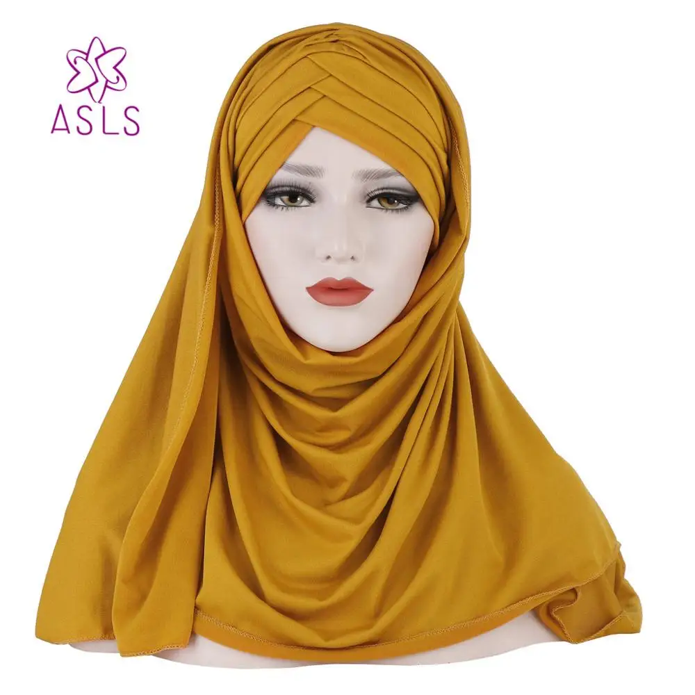 Шелковый монохромный шарф шапка Малайзия мусульманская женская модная с