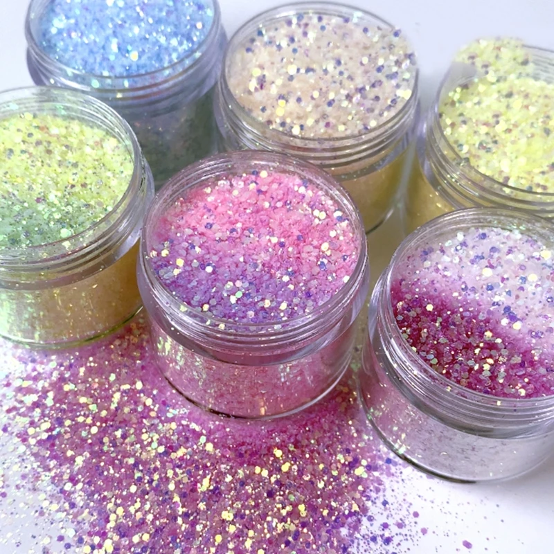 

Holographic Chunky Glitter Powder Sequins Nail Art Stickers Decorations UV Resin DIY Crafts Jewelry Filling Accessory 1 Bootle