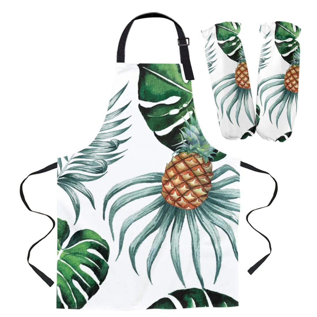 Летний фартук с тропическими листьями и ананасом для кухни бара ресторана