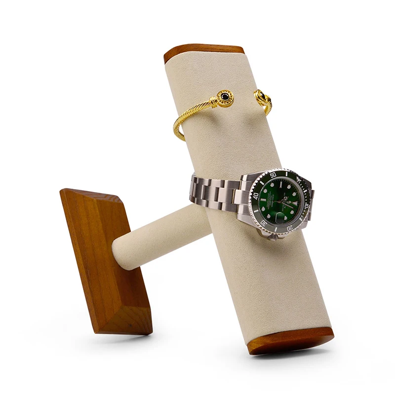 Oirlv Solid Wood T-Bar Jewelry Organizer Holder for Watch Bracelet Countertop Table Top Jewelry Tower