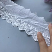 2 yards 7 5 cm flower cream cotton lace trims for costume dress trimmings ribbon applique strip diy sewing lace fabric new