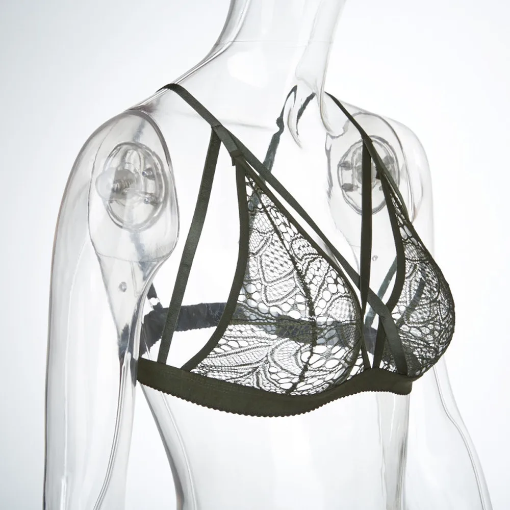 

Girl Sexy underwear women Floral Embroidery Sheer Mesh Lingerie no bra Backless Bralette sexi Intimates lace bra