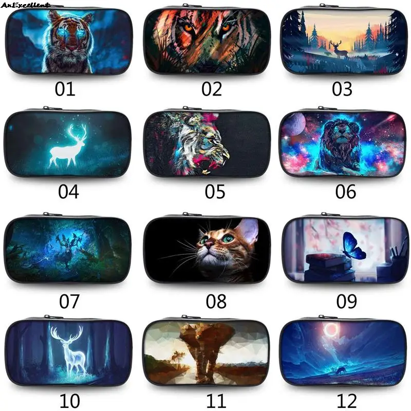 Чехол для карандаша большой емкости с рисунком животного чехол тигром школьные