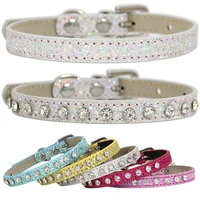 new shining diamond rhinestone cat collars puppy baby dog collar leather strap kitten pet accessories puppy pet collar