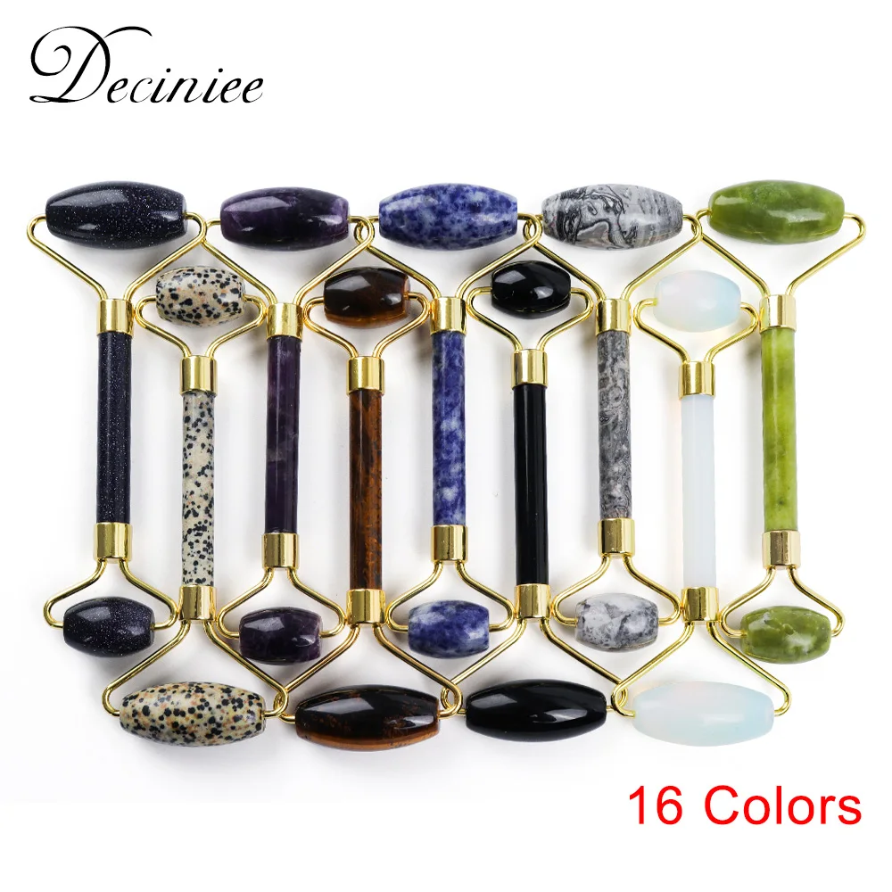 16 цветов натуральный аметист Нефритовый ролик лифтинг для лица массажер камень