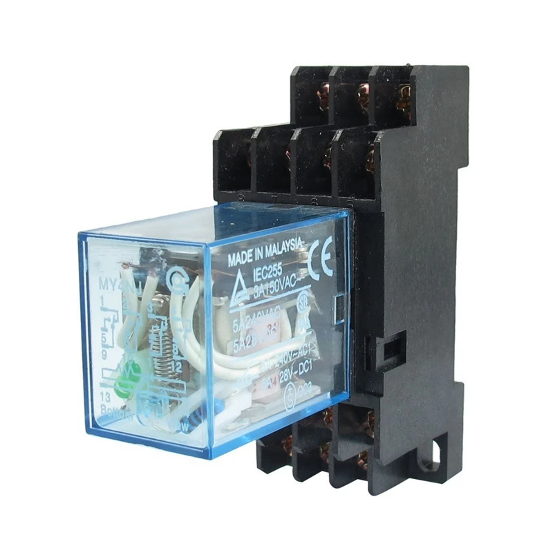 MY4NJ DC 24V Катушка силовое реле на din рейке 14 Pin 4PDT w розетка|Реле| |