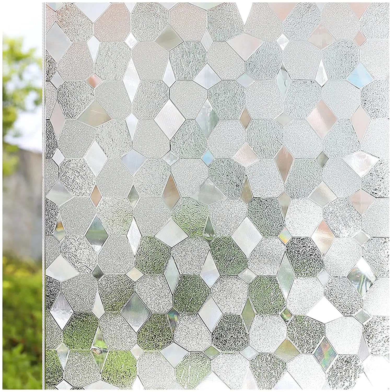 

LUCKYYJ Window Privacy Film 3D Decorative Window Privacy Stickers , No Glue Removable Home Office Anti UV Glass Tint Decorative