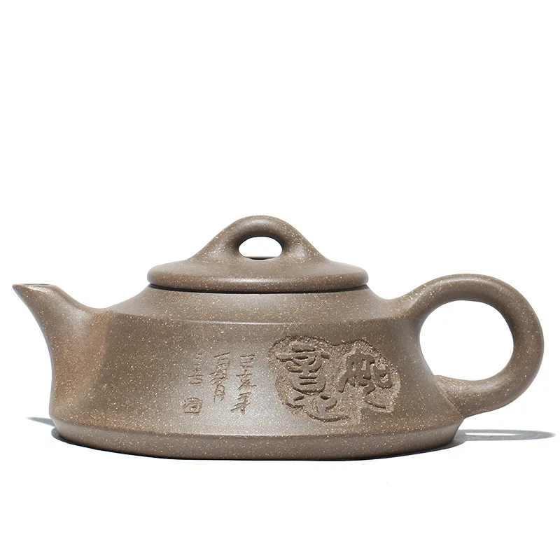 

Yixing Famous Raw Ore Dark-red Enameled Pottery Teapot As One Wishes Zhou Pan Famous Manual Tan Qing Travel Tea Set Goods