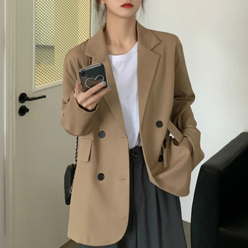 

Осень-зима 2020 новый хаки костюм куртка корейский модный стиль свободный темпераментный Повседневный Женский Топ с длинным рукавом пальто к...