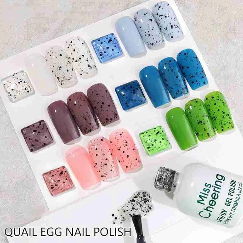 

1pcs 12lml Quail Egg Nail Polish Popular Colors Varnishes Semi Quail Hybrid Uv Eggshell Designed Permanent Glue T2L6