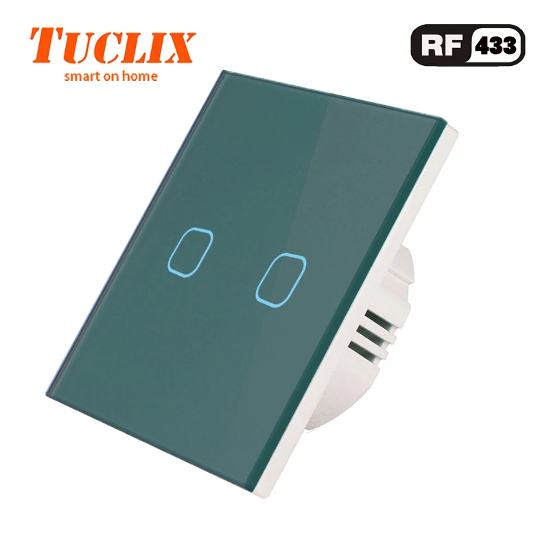 EU-RF-02 Green TUCLIX стандарт ЕС 2 банды 1 способ дистанционного управления Сенсорный выключатель дистанционный настенный светильник переключатель с Cystal стеклянная панель - Цвет: EU-RF-02 Green