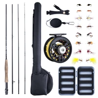 goture 56m fly fishing combo 9ft carbon fiber fly rod cnc machined fly reel line lures bag full accessories set with tackle box