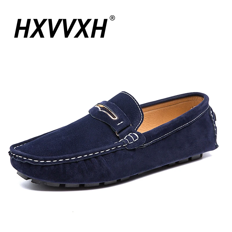 

HXVVXH Fashion Men Shoes 2021 Leather Casual Shoes Classic Mens Loafers Elegantes Slip On Men's Flats Plus Male Driving Shoes 48