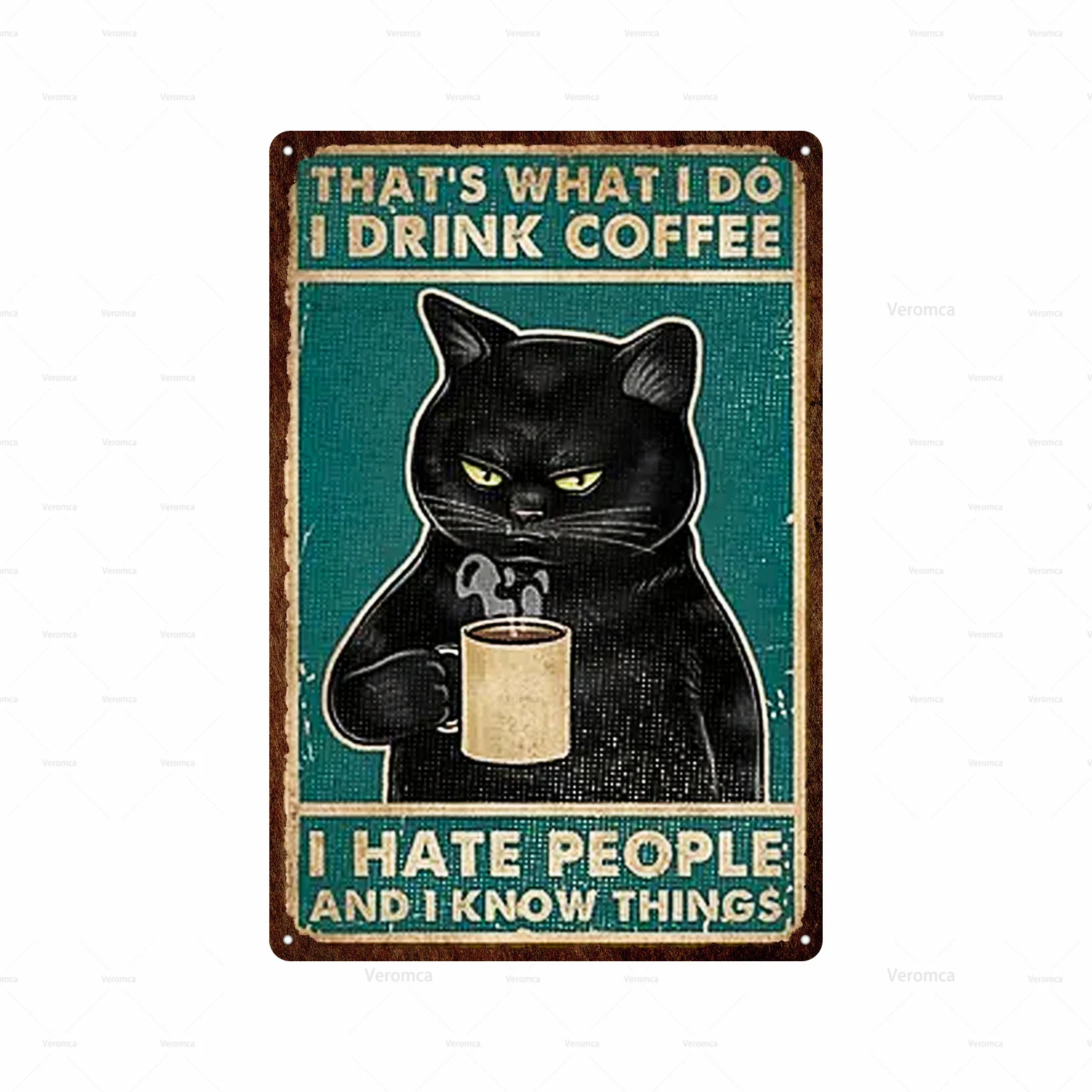 Металлический постер с забавной черной кошкой настенная табличка животными