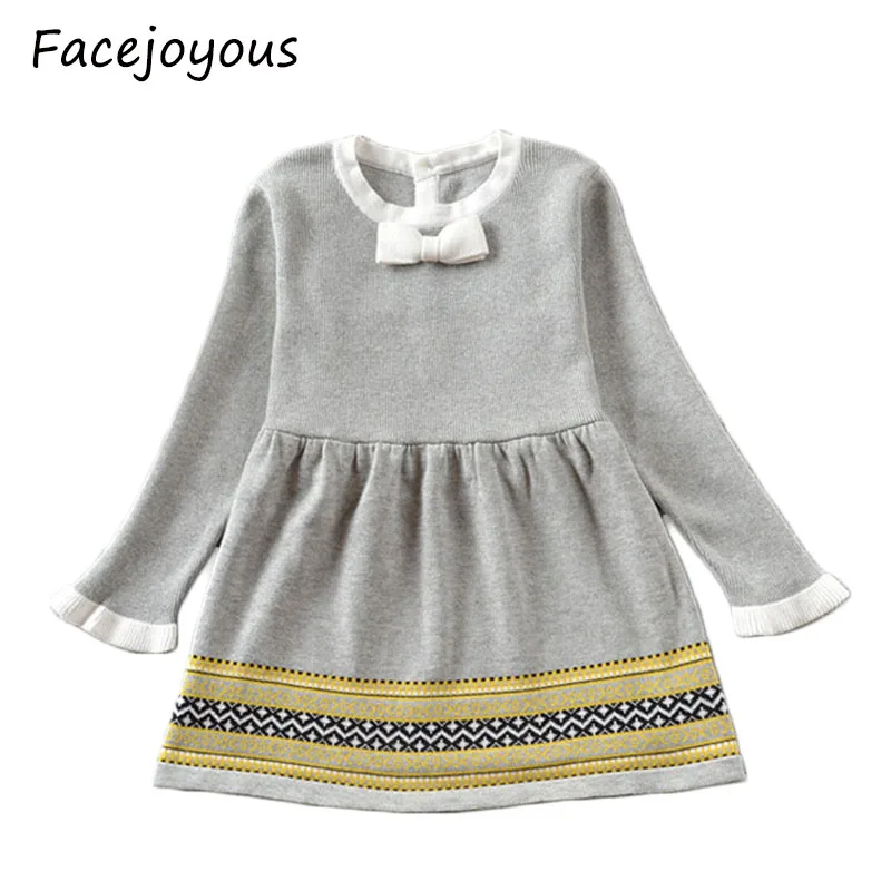 Трикотажное платье для девочек Сезон осень зима весна Одежда в клетку маленьких