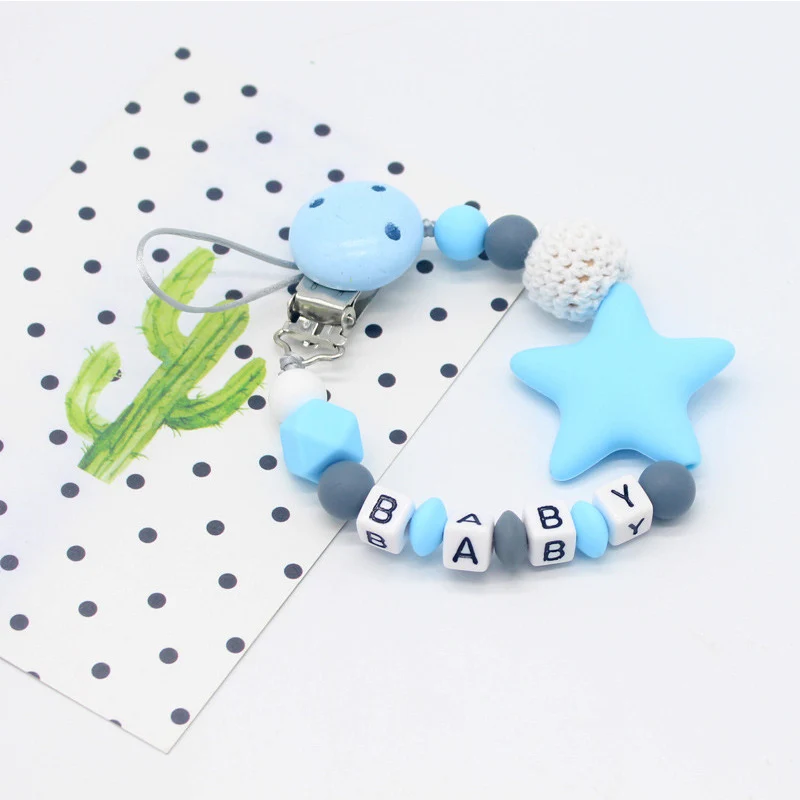 

New Silicone Baby Pacifier Clips Letter Shape DIY Colorful Pacifier Chain for Baby Teething Soother Chew Toys Dummy Clip Holder