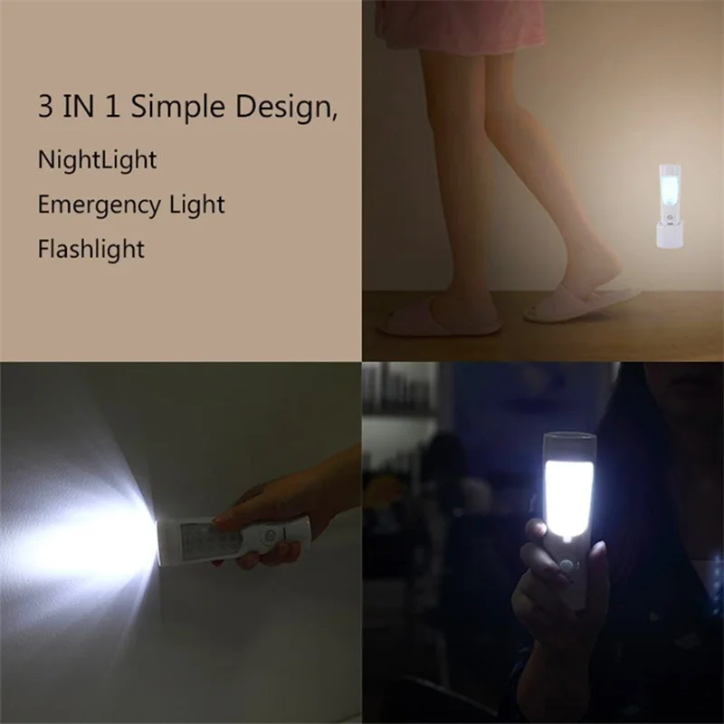 4 In 1 Motion Sensor Wall Night Light Rechargeable Emergency LED Flashlight European Regulations For Home Indoor Outdoor Lights |