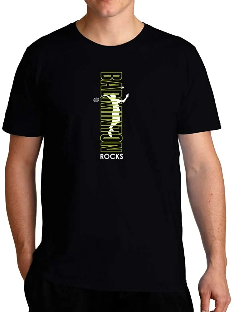 

Badminton Rocks T-Shirt New Arrivals Summer Cool Tee Men Breathable All Cotton Short Sleeve T Shirt