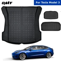 omtcar rear trunk mat tpr cargo liner all weather tpe front box mat protective pad non slip easy clean liners for tesla model 3