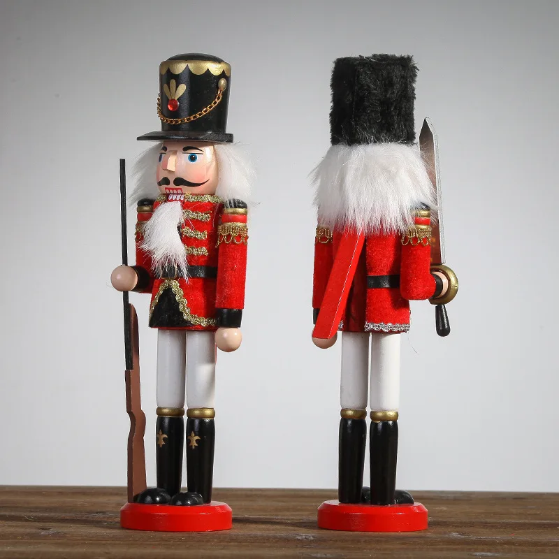 

30cm Fine Nutcracker Wooden Crafts Vintage Handcraft Home Livingroom Decoration Ornaments Christmas Gifts