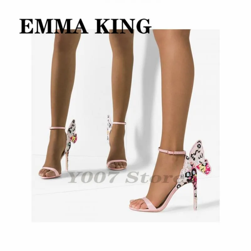 Магия бантом крылья дизайн женские туфли-Стилетто на Сандалии каблуке с ремешком