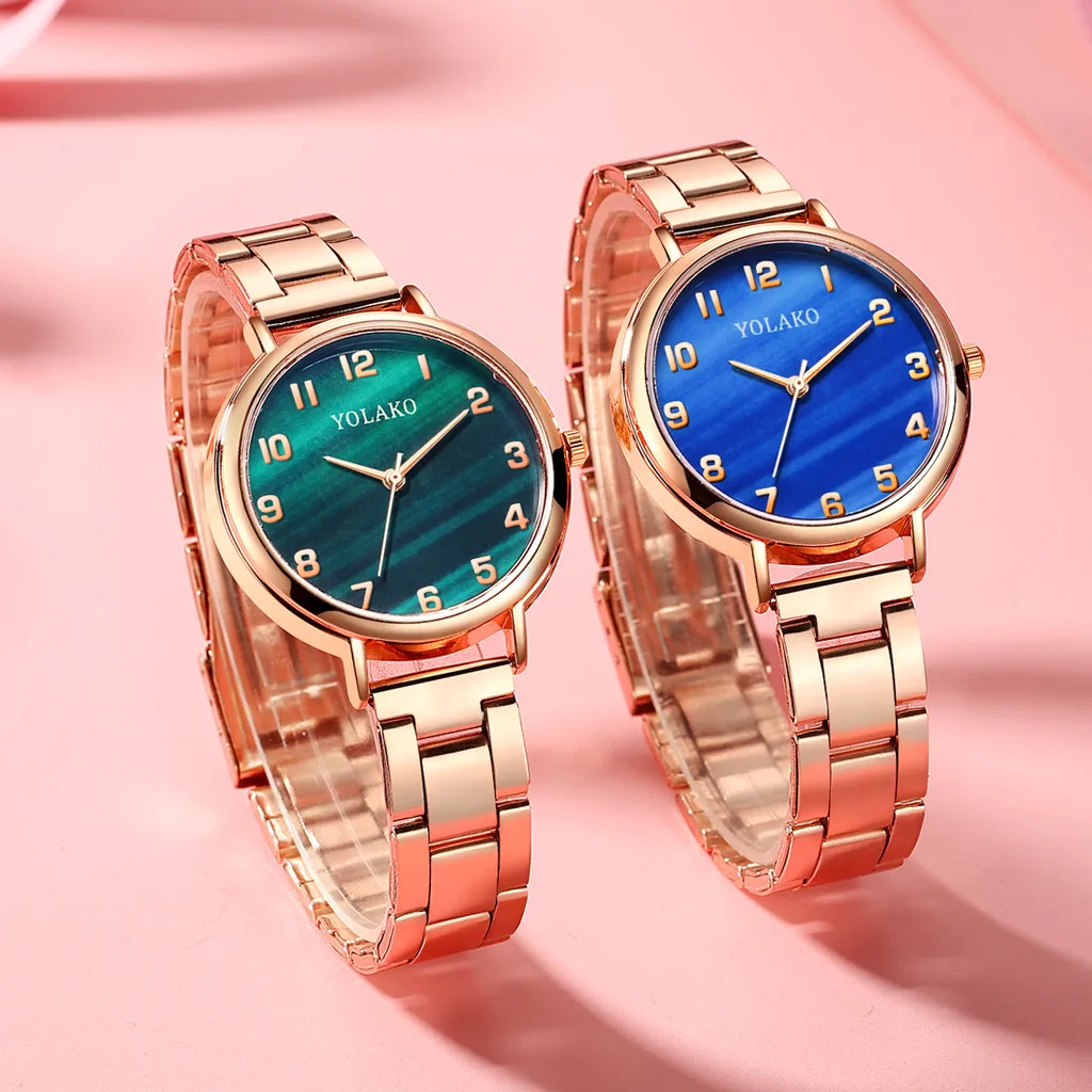 

yolako luxury brand women watch Sleek Minimalist With Strap Stainless Stee Dial Women's Quartz Wristwatch 2020 damen uhren 03*