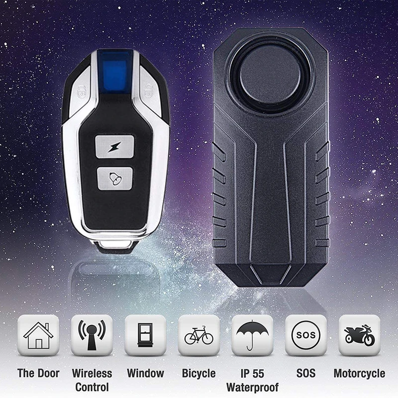 

Anti-Theft Alarm Wireless Motorcycle Bicycle Security Alarm With Remote Control IP55 Waterproof 113 DB Super Loud