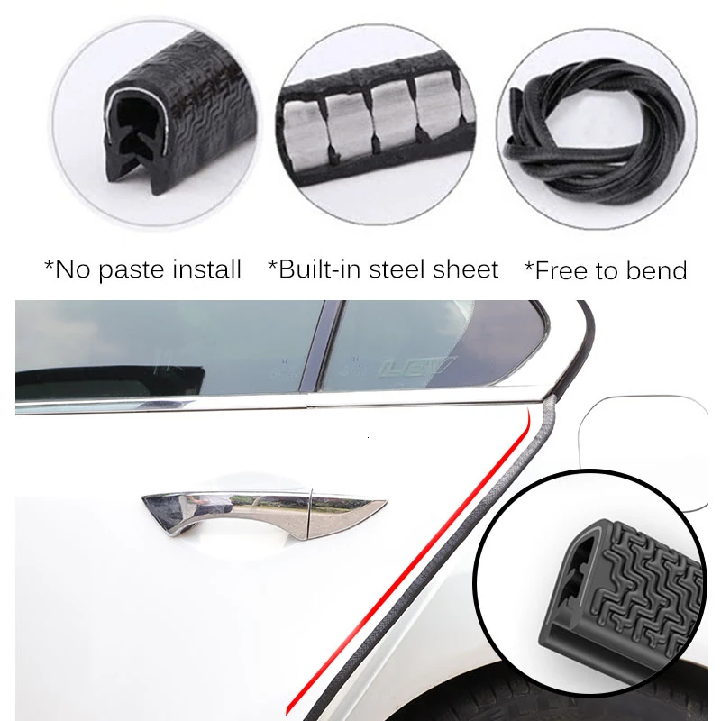 Universal Car Door Protection Strips 5M Rubber Protector Moulding Strip Sealing Guard Trim Anti Scratch Edge Side Car Styling Universal Car Door Protection Strips 5M Rubber Protector Moulding Strip Sealing Guard Trim Anti Scratch Edge Side Car Styling