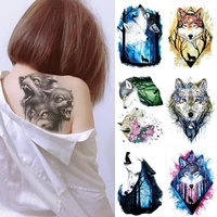 waterproof stickers fake temporary tattoo womens sexy tights wolf rose forest animals geometric body art tattoos for men