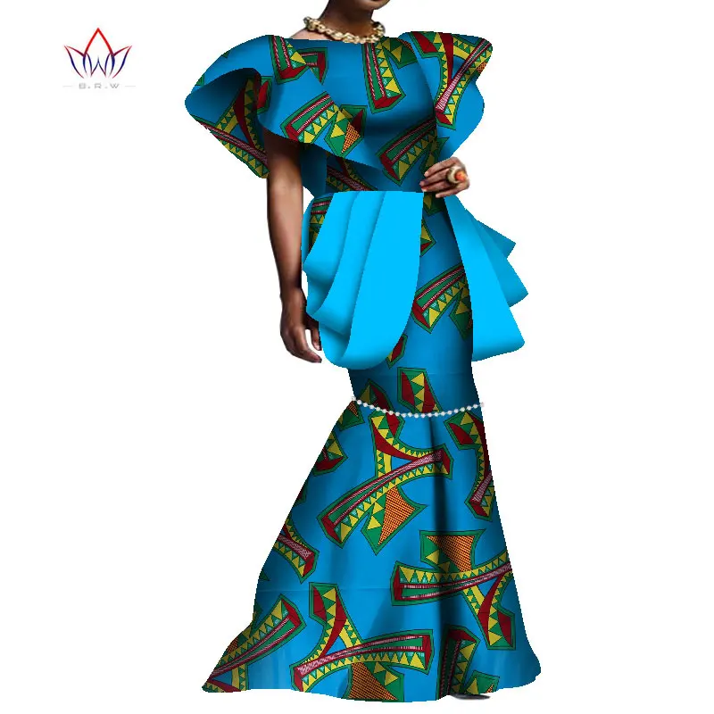 Summer African Maxi Dresses For Women Dashiki Nigeria Traditional Wedding Dress Bazin Riche Wax Ankara Long bodycon Dress WY8095